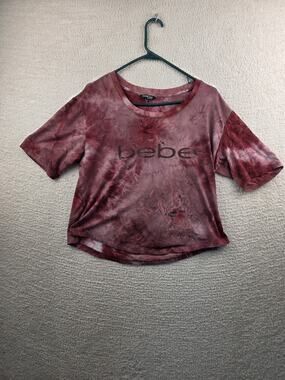 Bebe Sport Women's Tie Dye Short Sleeve Logo T-Shirt Size Medium